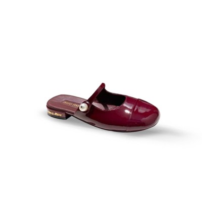 MIU MIU MARY JANE PATENT LEATHER FLAT MULES 